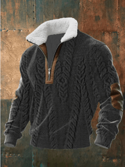 Men's Fleece Lined Quarter Zip Sweatshirt, Sherpa Collar Winter Pullover