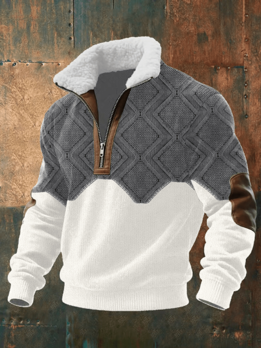 Men's Fleece Lined Quarter Zip Sweatshirt, Sherpa Collar Winter Pullover — view 2