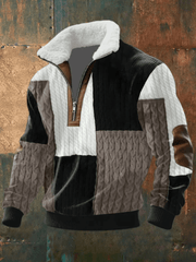 Men's Fleece Lined Quarter Zip Sweatshirt, Sherpa Collar Winter Pullover