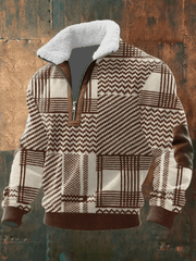 Men's Fleece Lined Quarter Zip Sweatshirt, Sherpa Collar Winter Pullover