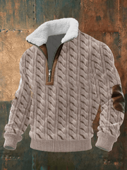 Men's Fleece Lined Quarter Zip Sweatshirt, Sherpa Collar Winter Pullover