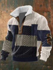 Men's Fleece Lined Quarter Zip Sweatshirt, Sherpa Collar Winter Pullover