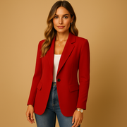 Women's Single Breasted Blazer, One Button Notch Lapel Office Jacket