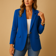 Women's Single Breasted Blazer, One Button Notch Lapel Office Jacket