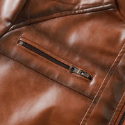 Men's Faux Leather Moto Jacket, Zip Up Stand Collar Biker Jacket