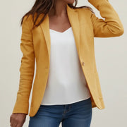 Women's Textured Weave Blazer, One Button Slim Tailored Office Jacket