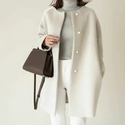 Women's Longline Collarless Coat, Soft Brushed Winter Coat