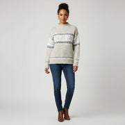 Women's Brushed Fair Isle Sweater, Mock Neck Winter Pullover