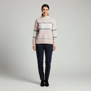 Women's Brushed Fair Isle Sweater, Mock Neck Winter Pullover