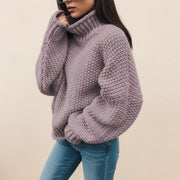 Women's Chunky Knit Turtleneck Sweater, Oversized Winter Pullover