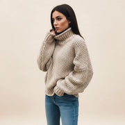 Women's Chunky Knit Turtleneck Sweater, Oversized Winter Pullover