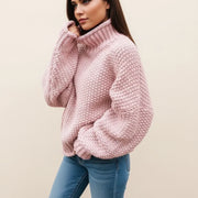 Women's Chunky Knit Turtleneck Sweater, Oversized Winter Pullover